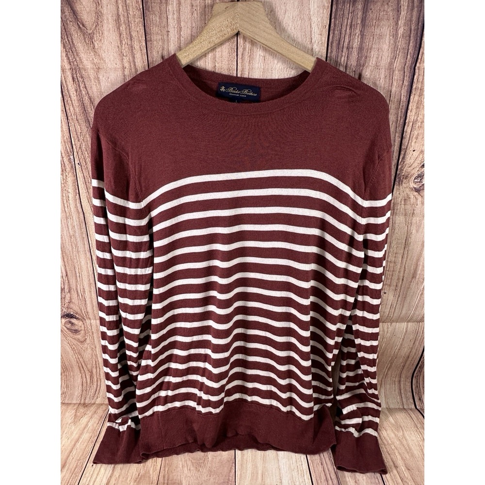 Brooks Brothers‎ Men Large Sweater Maroon Silk Blend Italian Yarn Crew Neck L